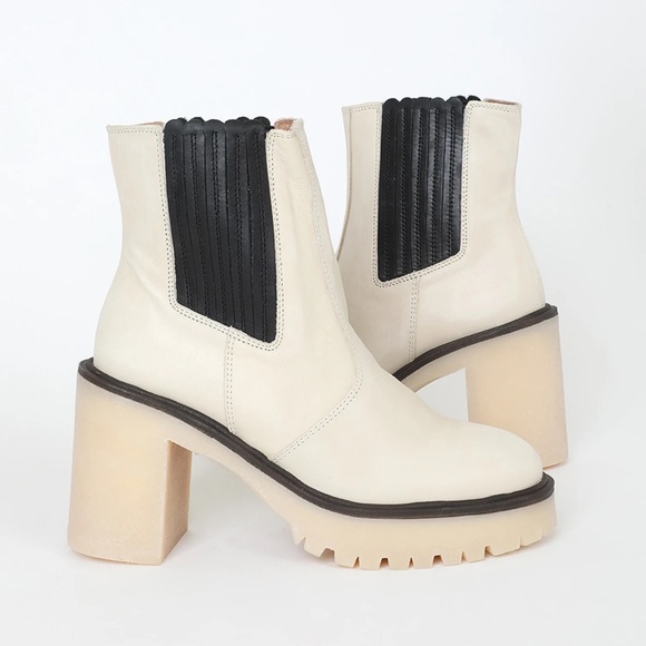NWT Free People James Chelsea chunky white leather ankle boots size 49 US size 9 - Picture 3 of 8
